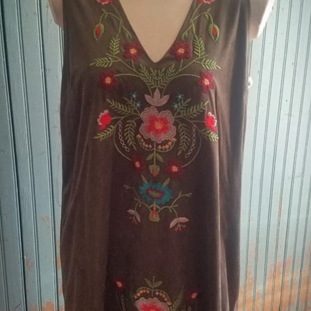 Umgee suede look embroidered dress